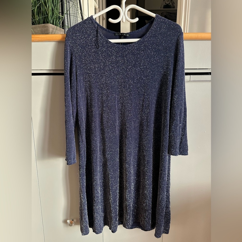 TIANA B Navy Blue Twinkle Mini Cocktail Dress